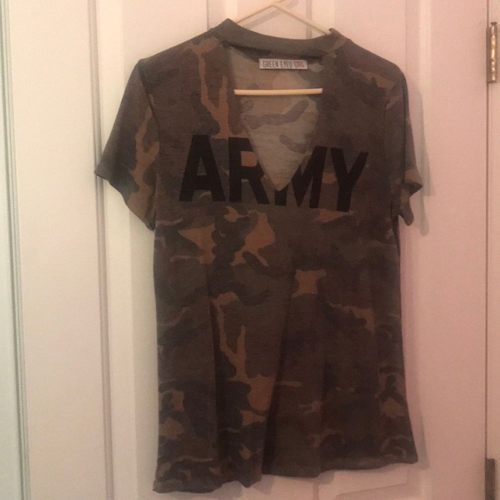 Camo army top with cut out neck
